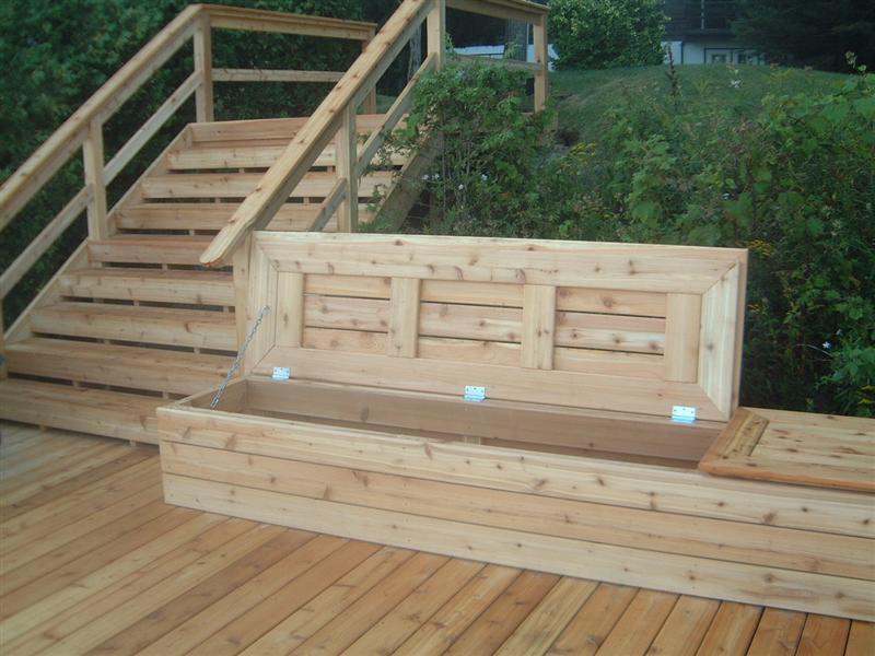 Deck bench with storage